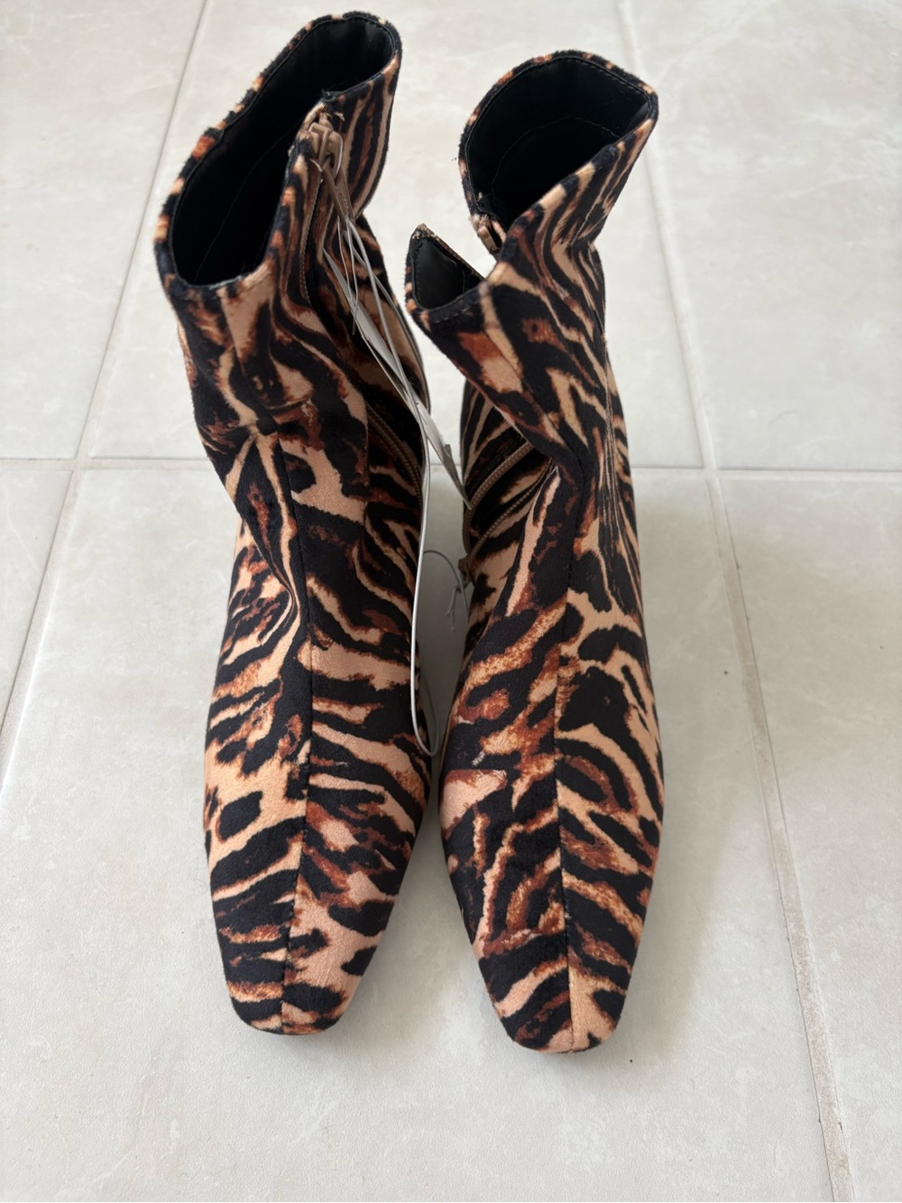 Women’s Leopard Print Ankle Boots - Brown/Black